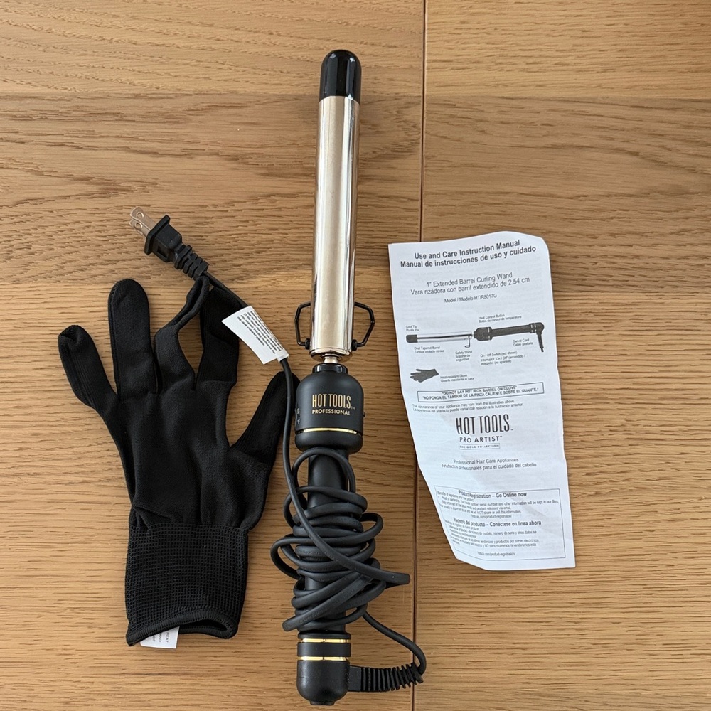 Hot Tools 1" Gold Curling Iron with Heat-Resistant Glove - Gold